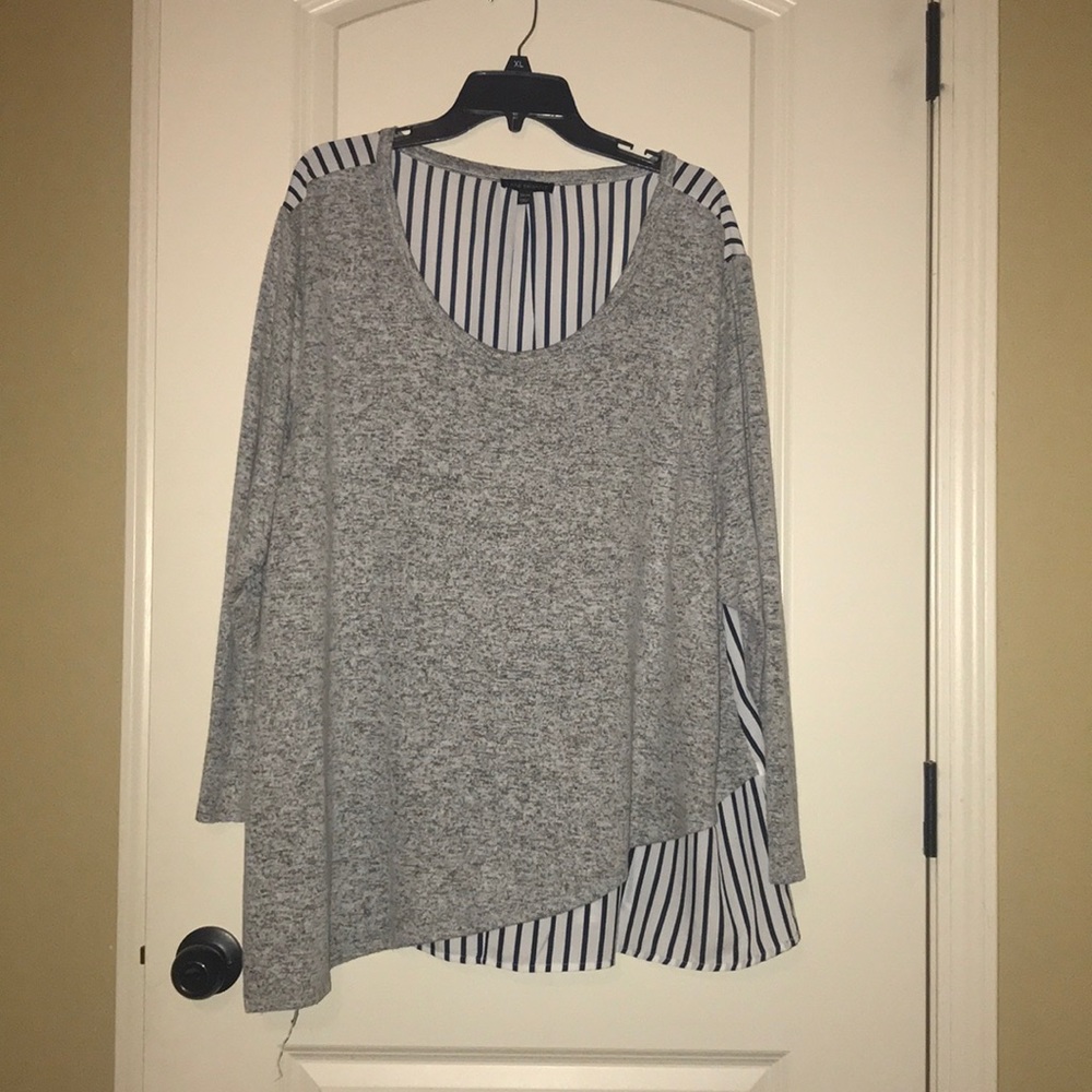 Lane Bryant swing top with lined navy stripe